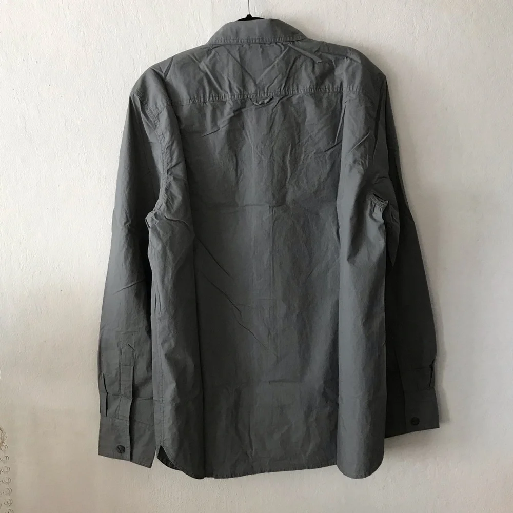 Long Sleeve Casual Button Down Shirt in Graphite Gray Color